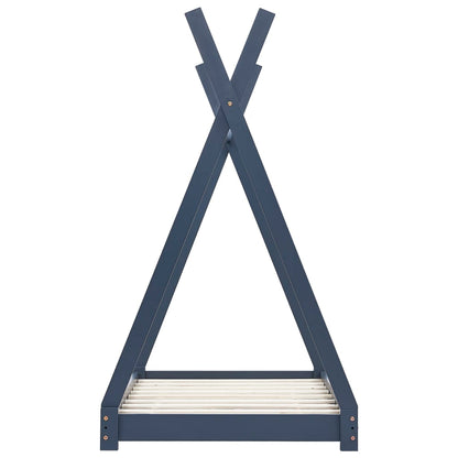 Kinderbedframe Massief Grenenhout 70 x 140 cm Grijs