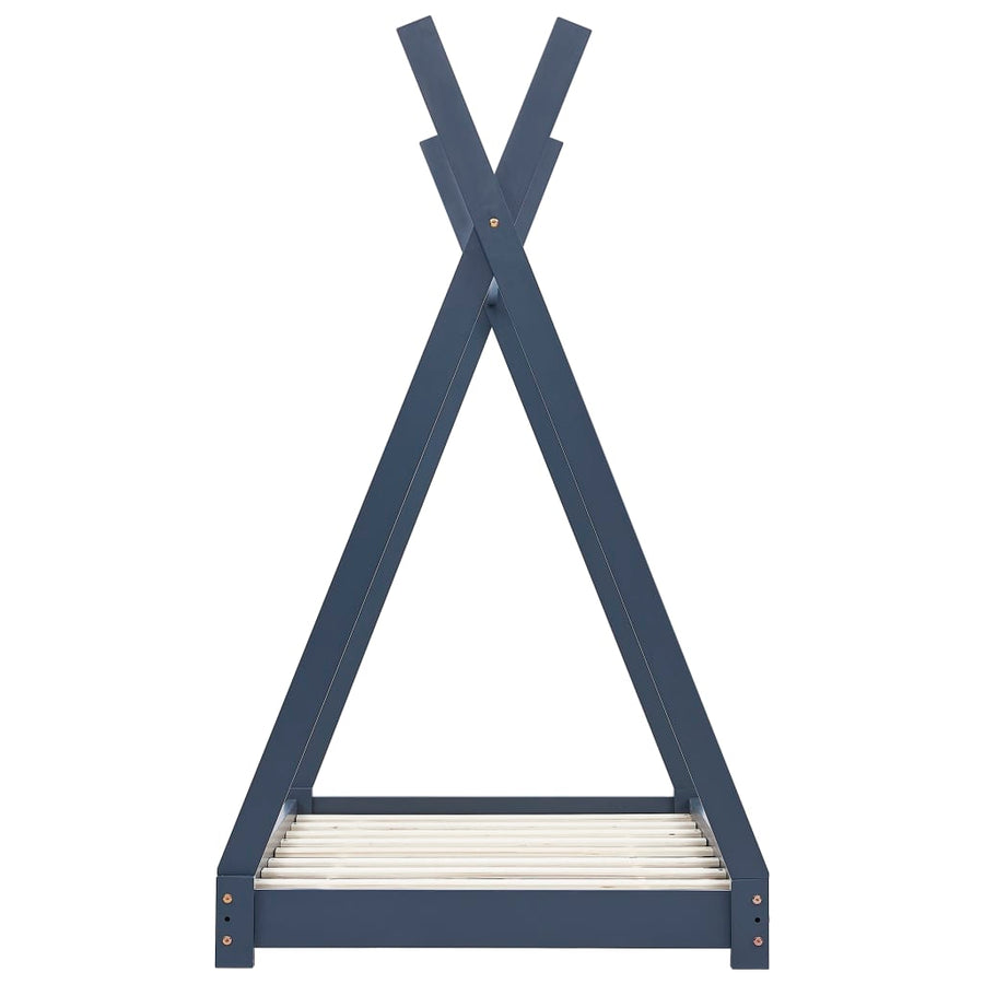 Kinderbedframe Massief Grenenhout 70 x 140 cm Grijs