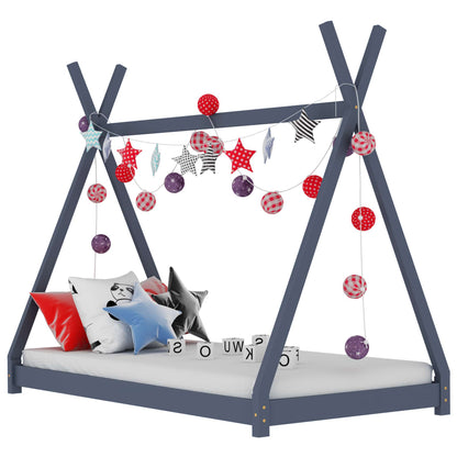 Kinderbedframe Massief Grenenhout 80 x 160 cm Grijs