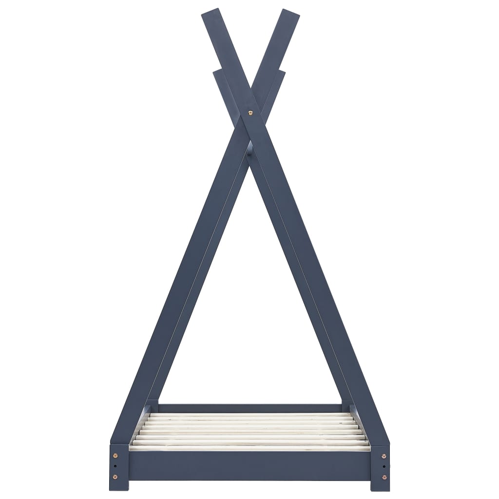 Kinderbedframe Massief Grenenhout 80 x 160 cm Grijs