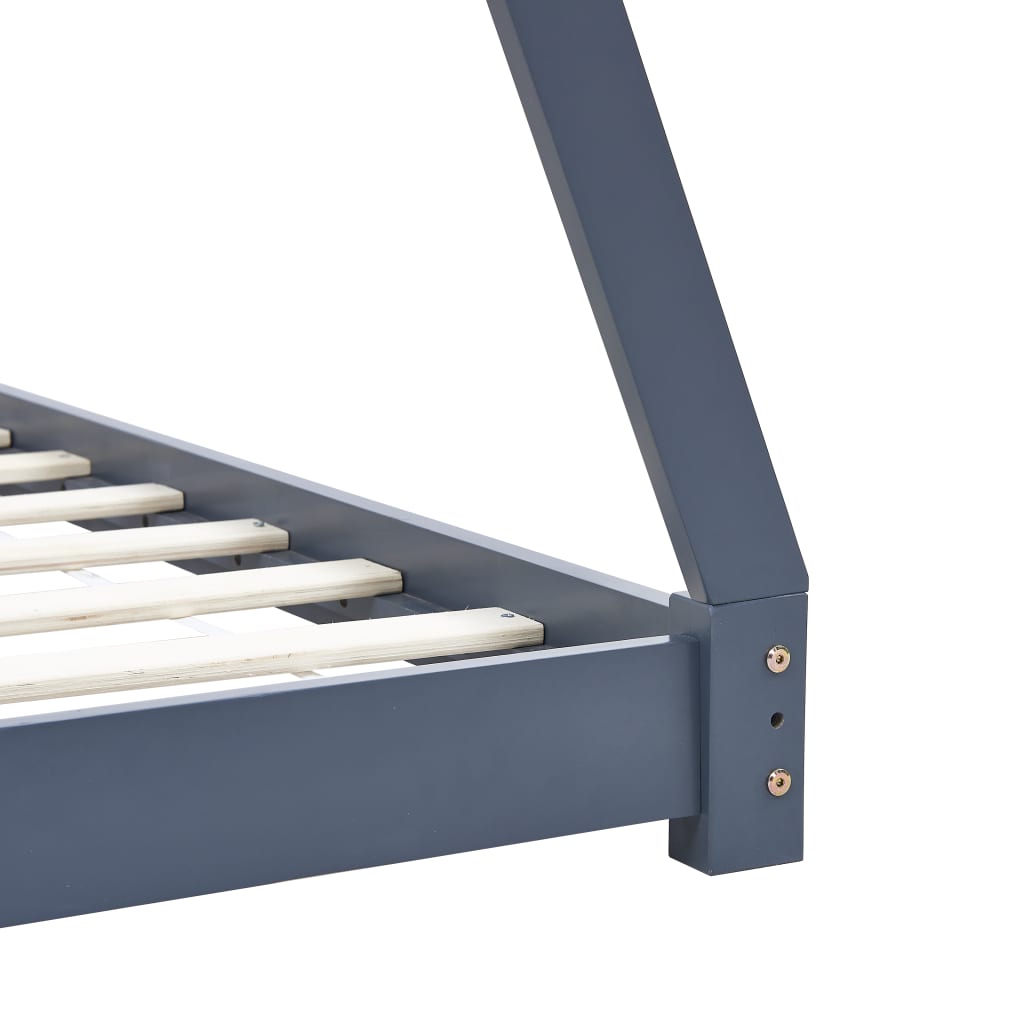 Kinderbedframe Massief Grenenhout 80 x 160 cm Grijs