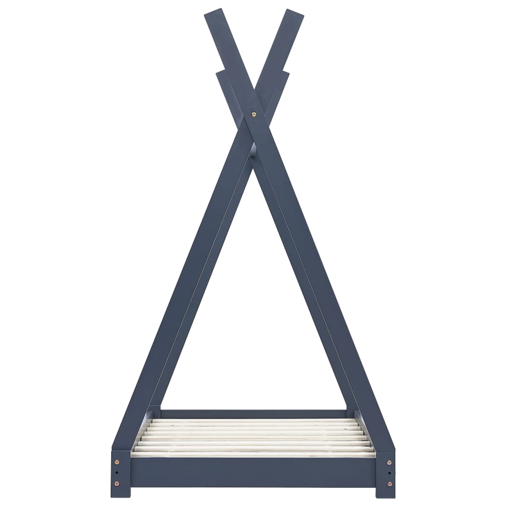 Kinderbedframe Massief Grenenhout 90 x 200 cm Grijs
