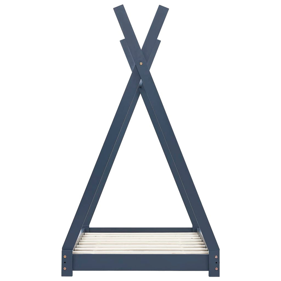 Kinderbedframe Massief Grenenhout 90 x 200 cm Grijs