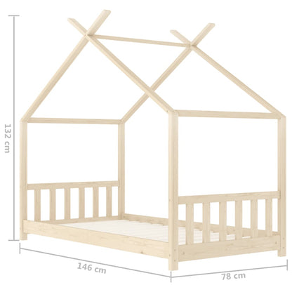 Kinderbedframe Massief Grenenhout 70 x 140 cm Bruin
