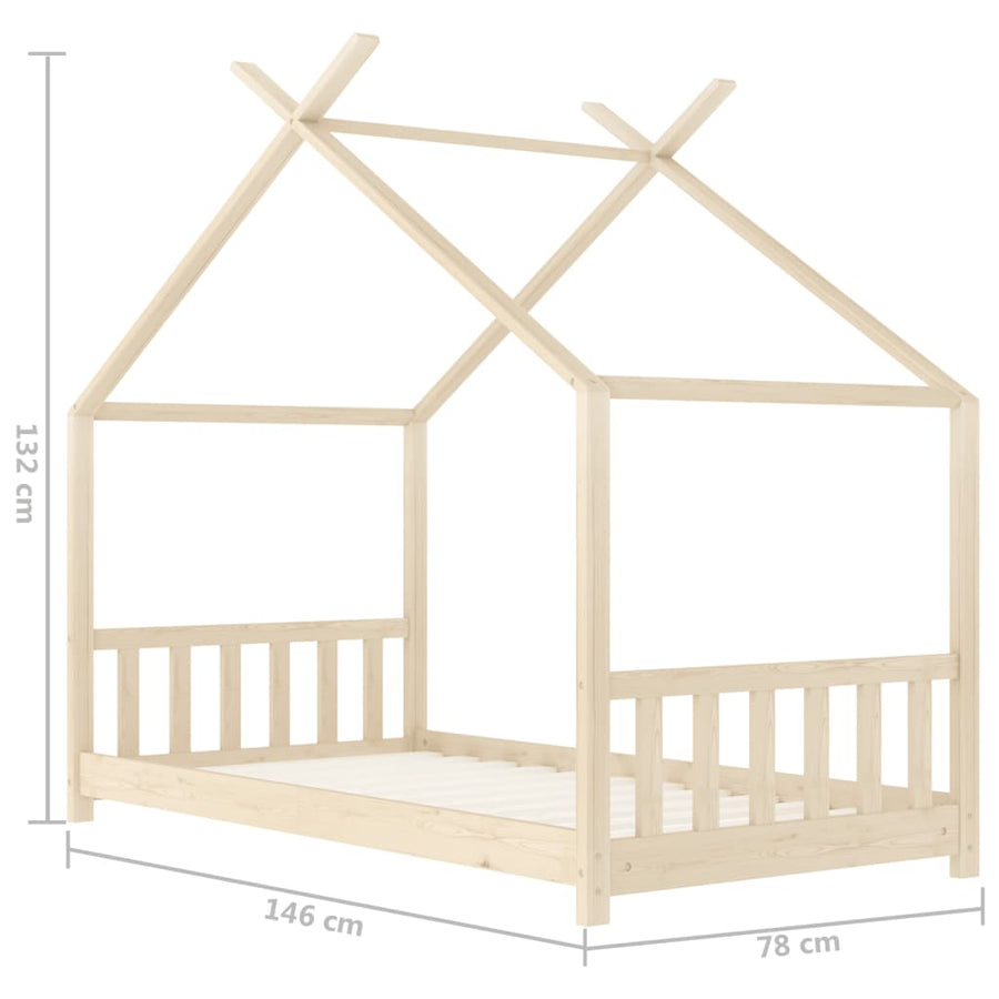 Kinderbedframe Massief Grenenhout 70 x 140 cm Bruin