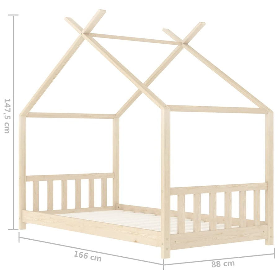Kinderbedframe Massief Grenenhout 80 x 160 cm Bruin