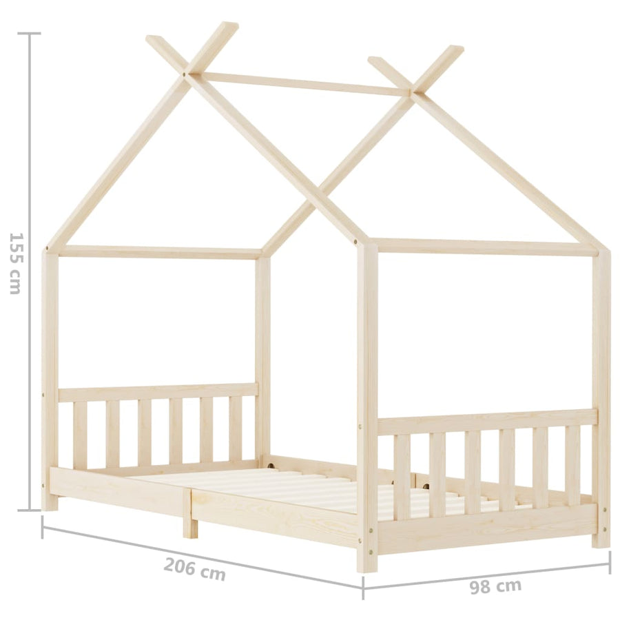 Kinderbedframe Massief Grenenhout 90 x 200 cm Bruin