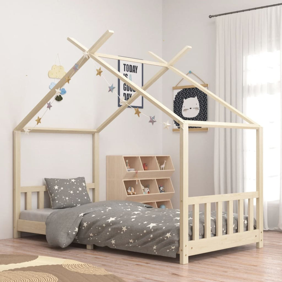Kinderbedframe Massief Grenenhout 90 x 200 cm Bruin