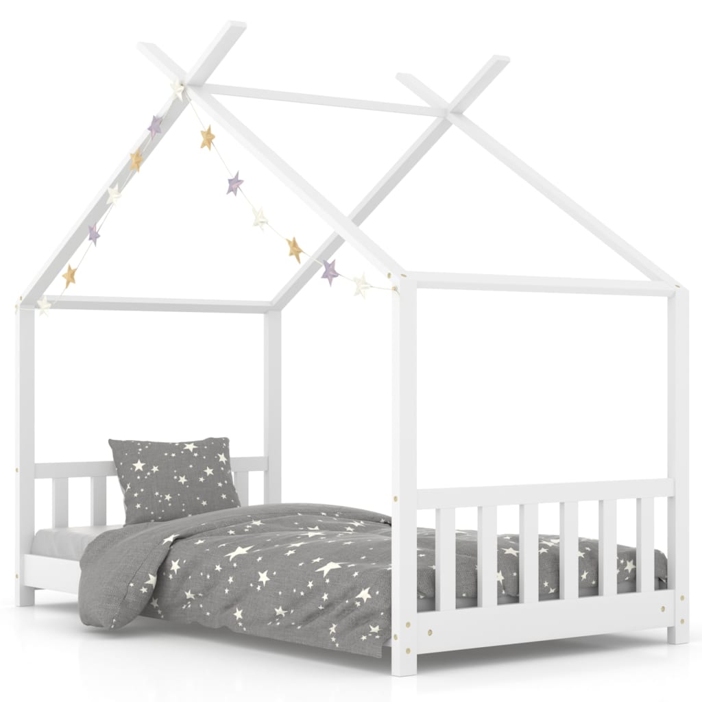 Kinderbedframe Massief Grenenhout 70 x 140 cm Wit