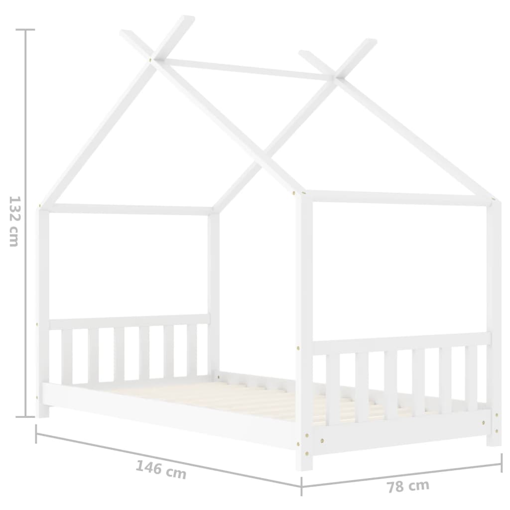 Kinderbedframe Massief Grenenhout 70 x 140 cm Wit