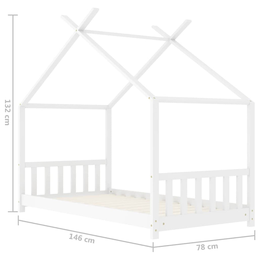 Kinderbedframe Massief Grenenhout 70 x 140 cm Wit
