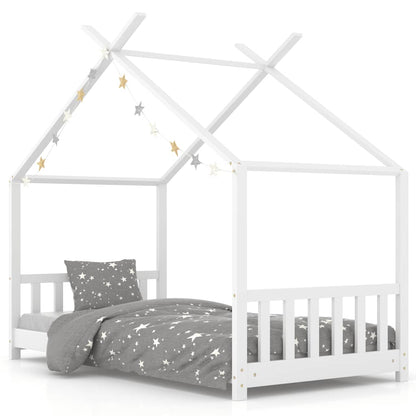 Kinderbedframe Massief Grenenhout 80 x 160 cm Wit