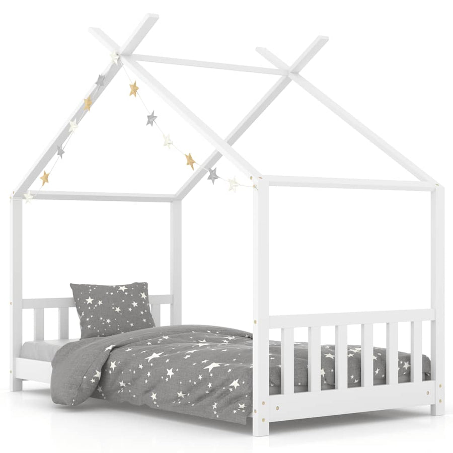 Kinderbedframe Massief Grenenhout 80 x 160 cm Wit