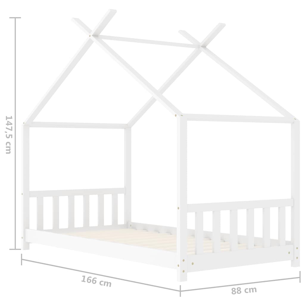 Kinderbedframe Massief Grenenhout 80 x 160 cm Wit