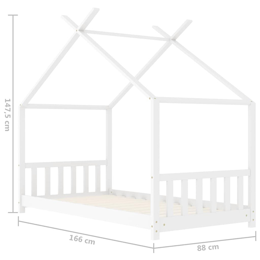 Kinderbedframe Massief Grenenhout 80 x 160 cm Wit