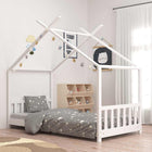 Kids bed frame solid pine white 80x160 cm