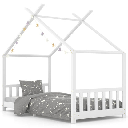 Kinderbedframe Massief Grenenhout 90 x 200 cm Wit