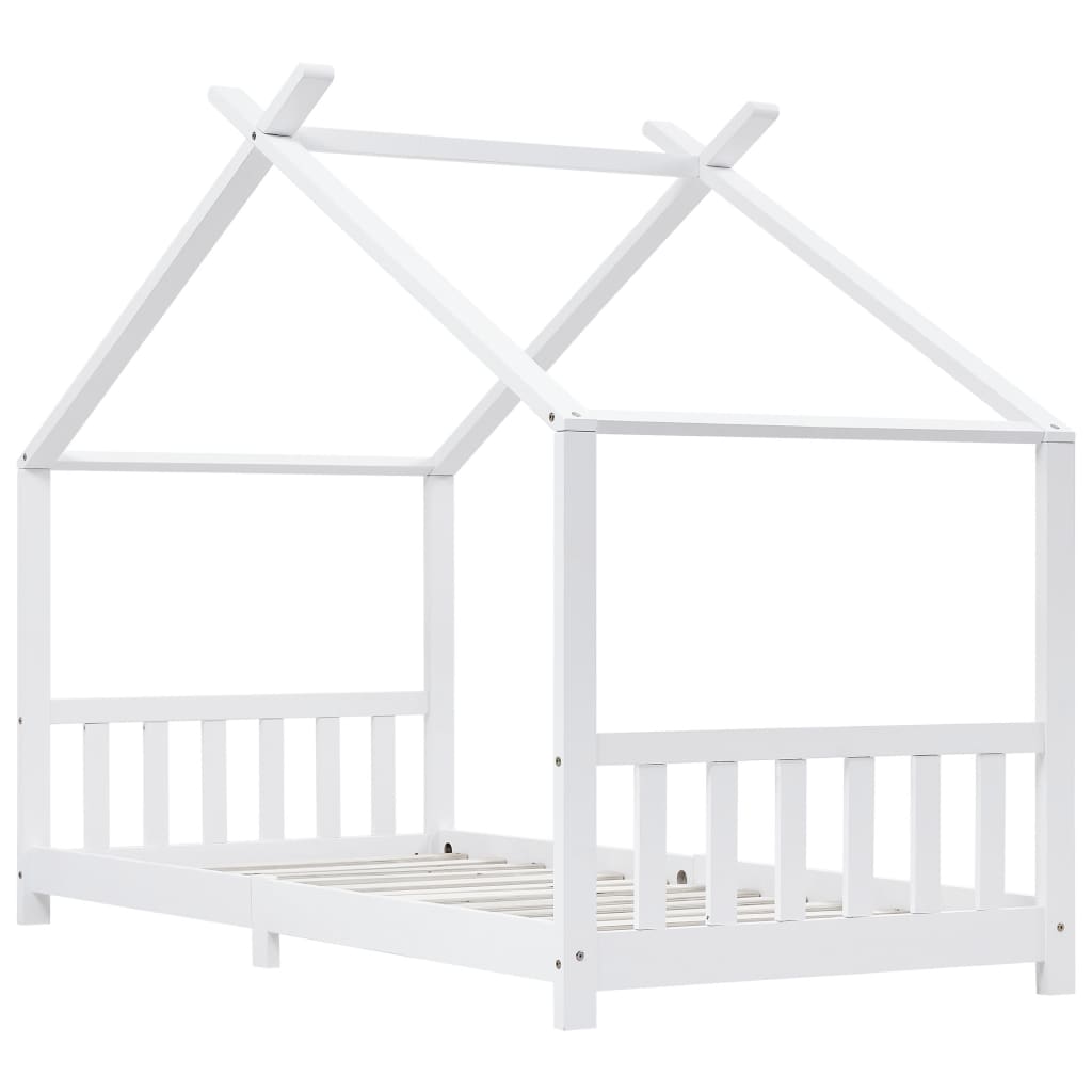 Kinderbedframe Massief Grenenhout 90 x 200 cm Wit