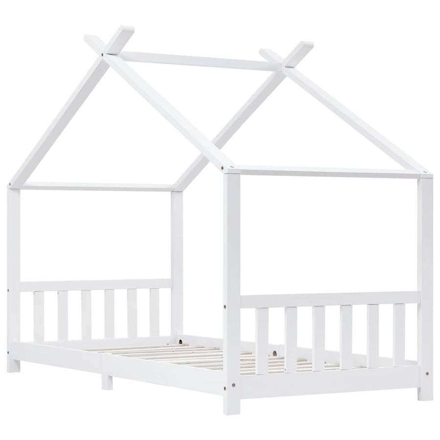 Kinderbedframe Massief Grenenhout 90 x 200 cm Wit