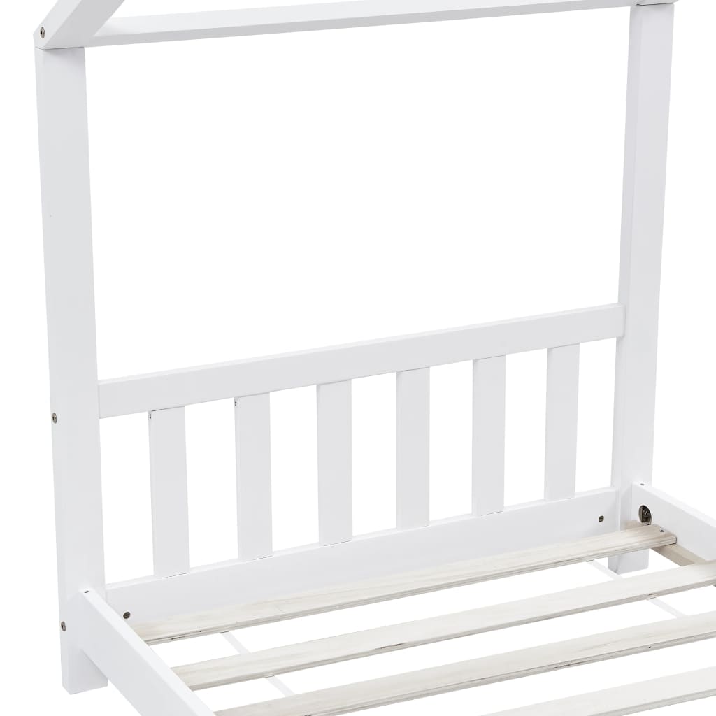 Kinderbedframe Massief Grenenhout 90 x 200 cm Wit