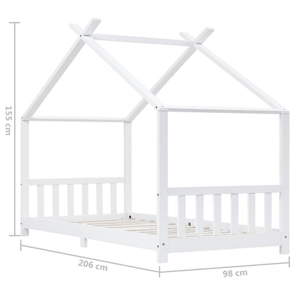 Kinderbedframe Massief Grenenhout 90 x 200 cm Wit