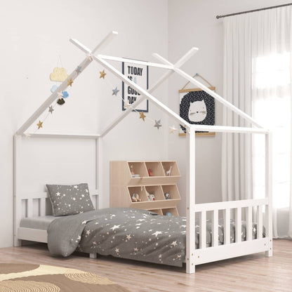 Kinderbedframe Massief Grenenhout 90 x 200 cm Wit