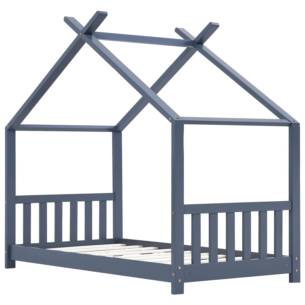 Kinderbedframe Massief Grenenhout 80 x 160 cm Grijs