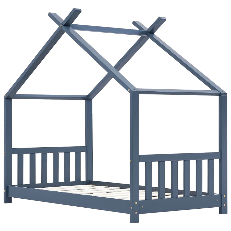 Kinderbedframe Massief Grenenhout 80 x 160 cm Grijs