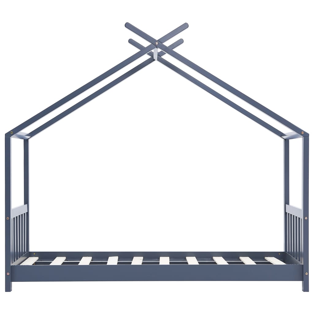 Kinderbedframe Massief Grenenhout 80 x 160 cm Grijs