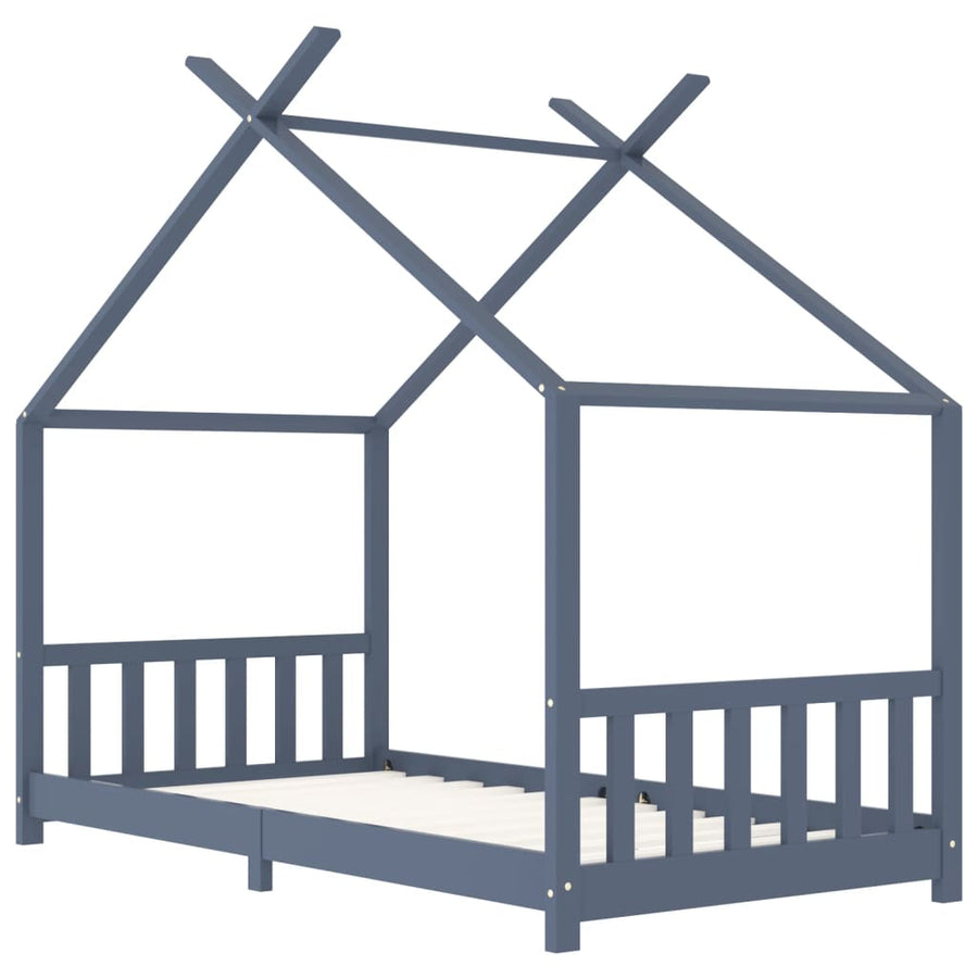Kinderbedframe Massief Grenenhout 90 x 200 cm Grijs