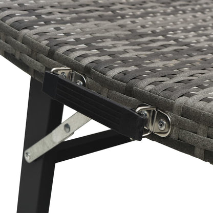 Ligbed Inklapbaar Met Kussen Poly Rattan Grijs