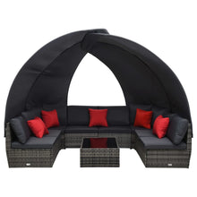 9-Delige Loungeset Met Luifel Poly Rattan Antraciet