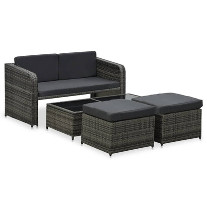 Loungeset Met Kussens Poly Rattan Antraciet
