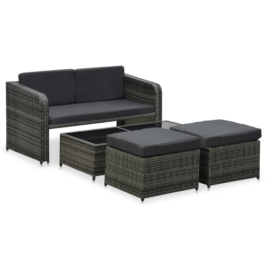 Loungeset Met Kussens Poly Rattan Antraciet