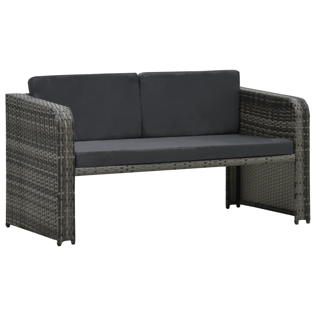 Loungeset Met Kussens Poly Rattan Antraciet
