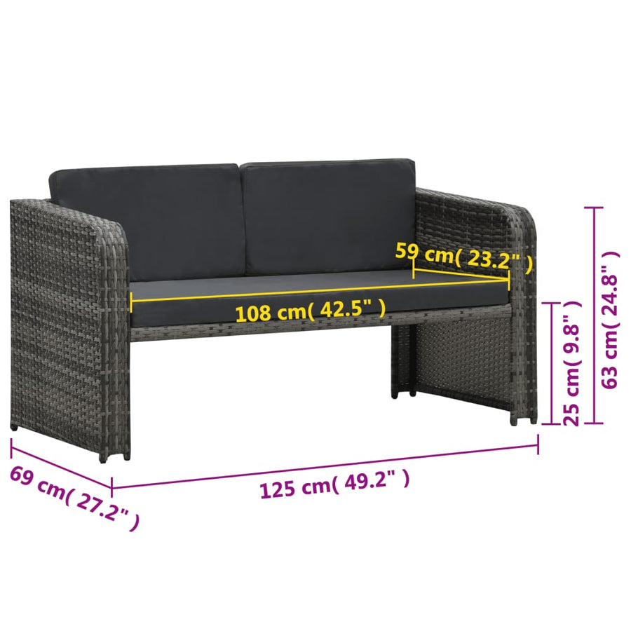 Loungeset Met Kussens Poly Rattan Antraciet