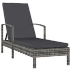 Sun lounger with armrests poly rattan grey