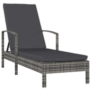 Ligbed poly rattan grijs 195x68x95 cm