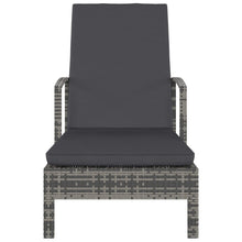 Ligbed Met Armleuningen Poly Rattan Grijs