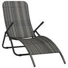 Ligbed inklapbaar poly rattan grijs 141x61x95 cm