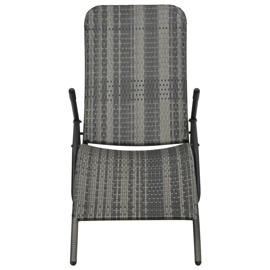 Ligbed Inklapbaar Poly Rattan Grijs