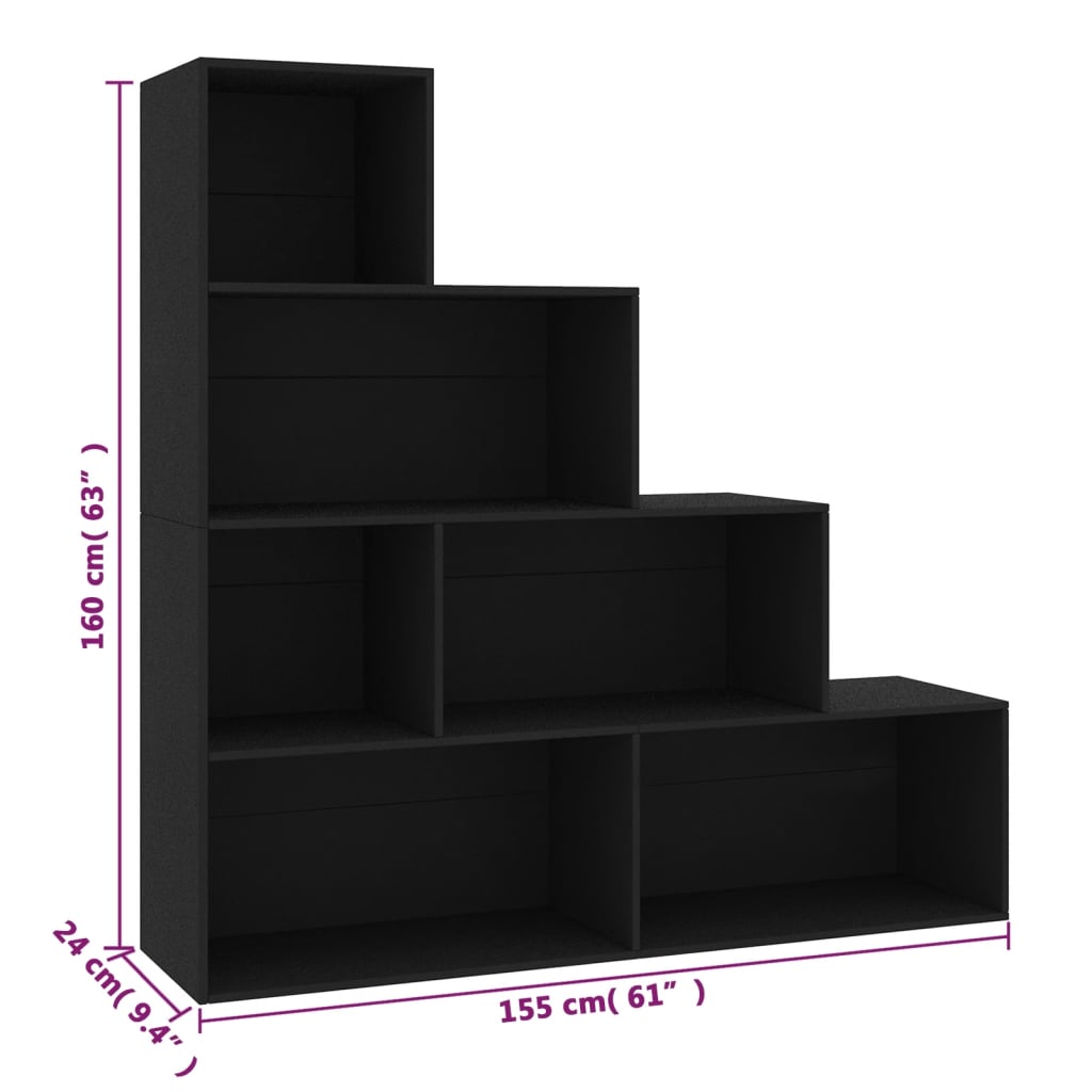 Boekenkast/Kamerscherm 55X24X60 Cm Bewerkt Hout Zwart