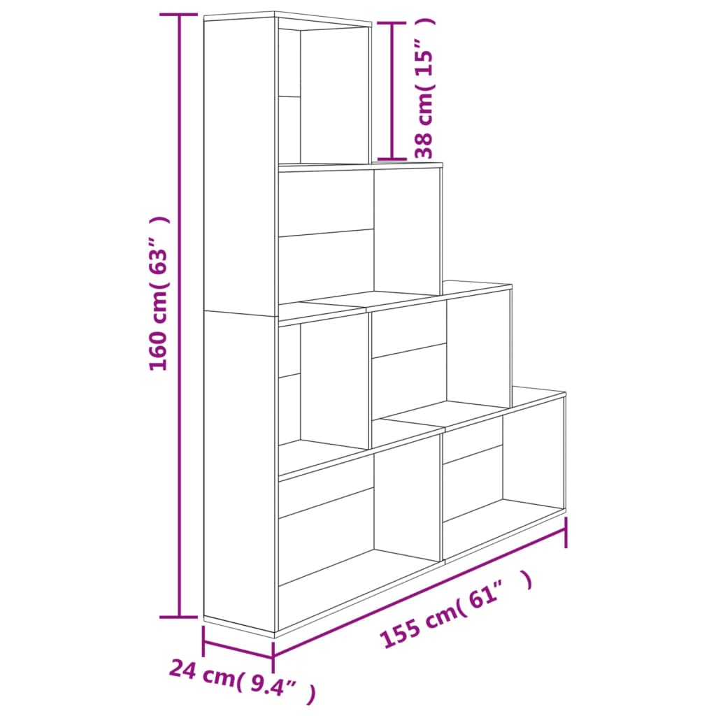 Boekenkast/Kamerscherm 55X24X60 Cm Bewerkt Hout Sonoma eiken