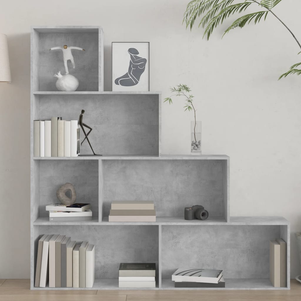 Boekenkast/Kamerscherm 55X24X60 Cm Bewerkt Hout Betongrijs