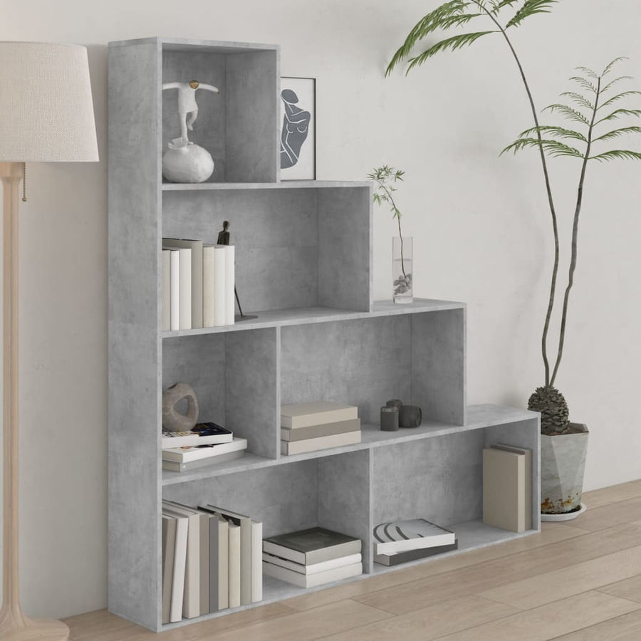 Boekenkast/Kamerscherm 55X24X60 Cm Bewerkt Hout Betongrijs