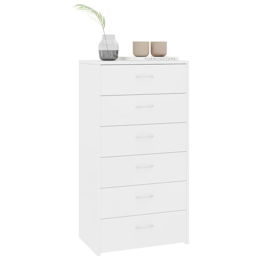 Dressoir Met 6 Lades 50X34X96 Cm Bewerkt Hout Wit