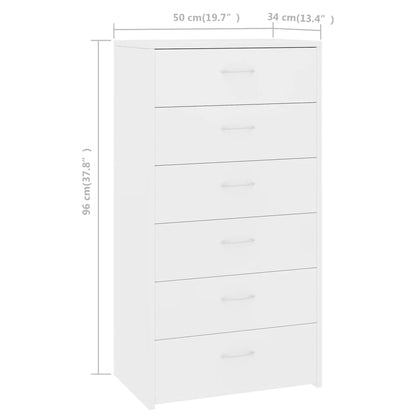 Dressoir Met 6 Lades 50X34X96 Cm Bewerkt Hout Wit