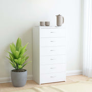 Dressoir 6 lades 50x34x96 cm bewerkt hout wit