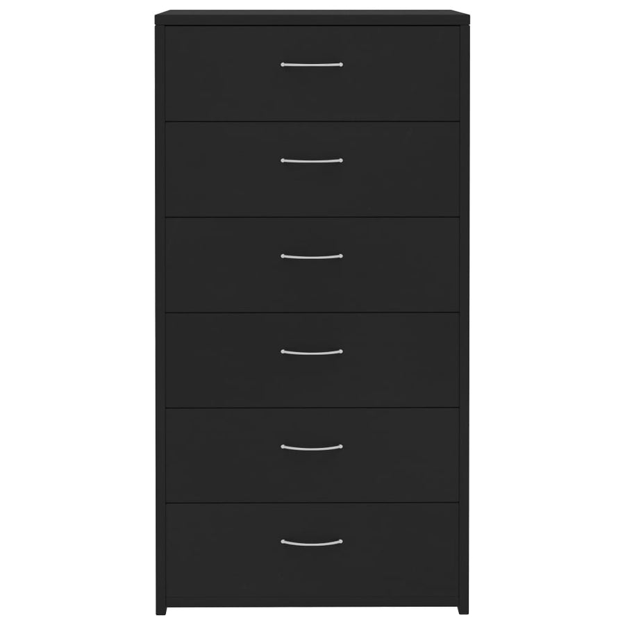 Dressoir Met 6 Lades 50X34X96 Cm Bewerkt Hout Zwart