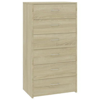 Dressoir Met 6 Lades 50X34X96 Cm Spaanplaat Kleurig Sonoma eiken